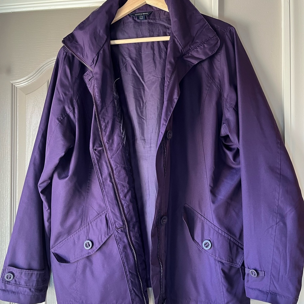 Lands' End Purple Utility Jacket with Water-Resistant Fabric